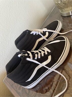 Vans Black and White High-Top Skate Sneakers